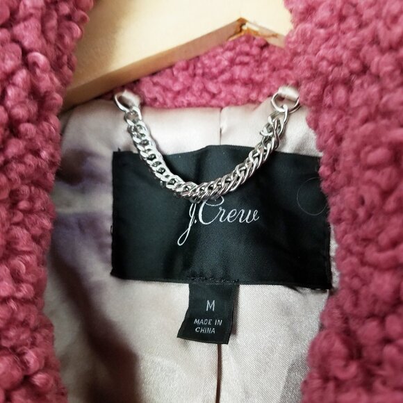 J. Crew Teddy Sherpa Topcoat Jacket Coat M Dried Rose Pink Romantic Preppy $248 - Picture 9 of 16